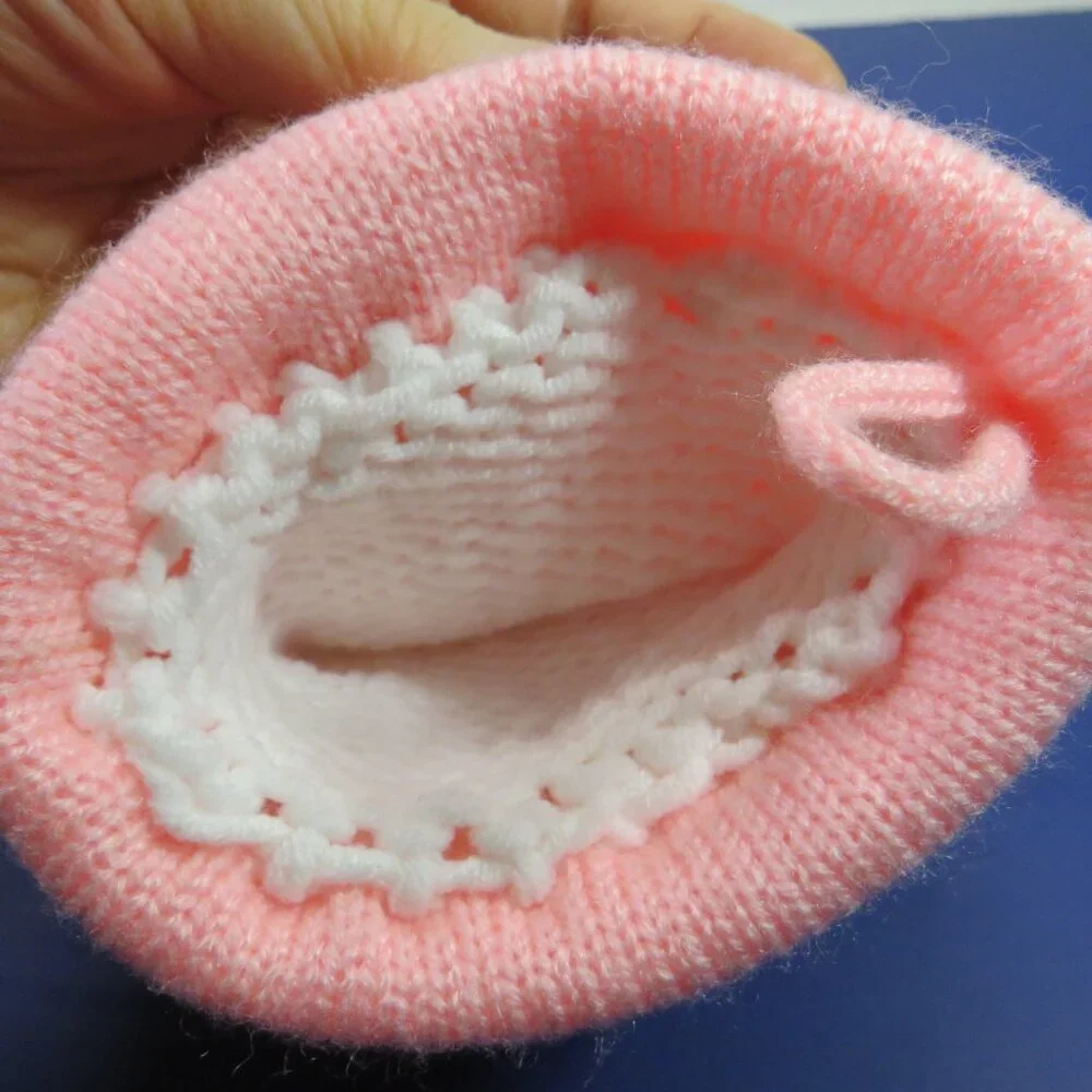 Baby vintage pink blue knit baby stocking 20 inches long Christmas Holiday Decor